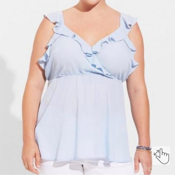 Torrid Peplum Georgette Ruffle Surplice Tank Top Blouse - Picture 1 of 5